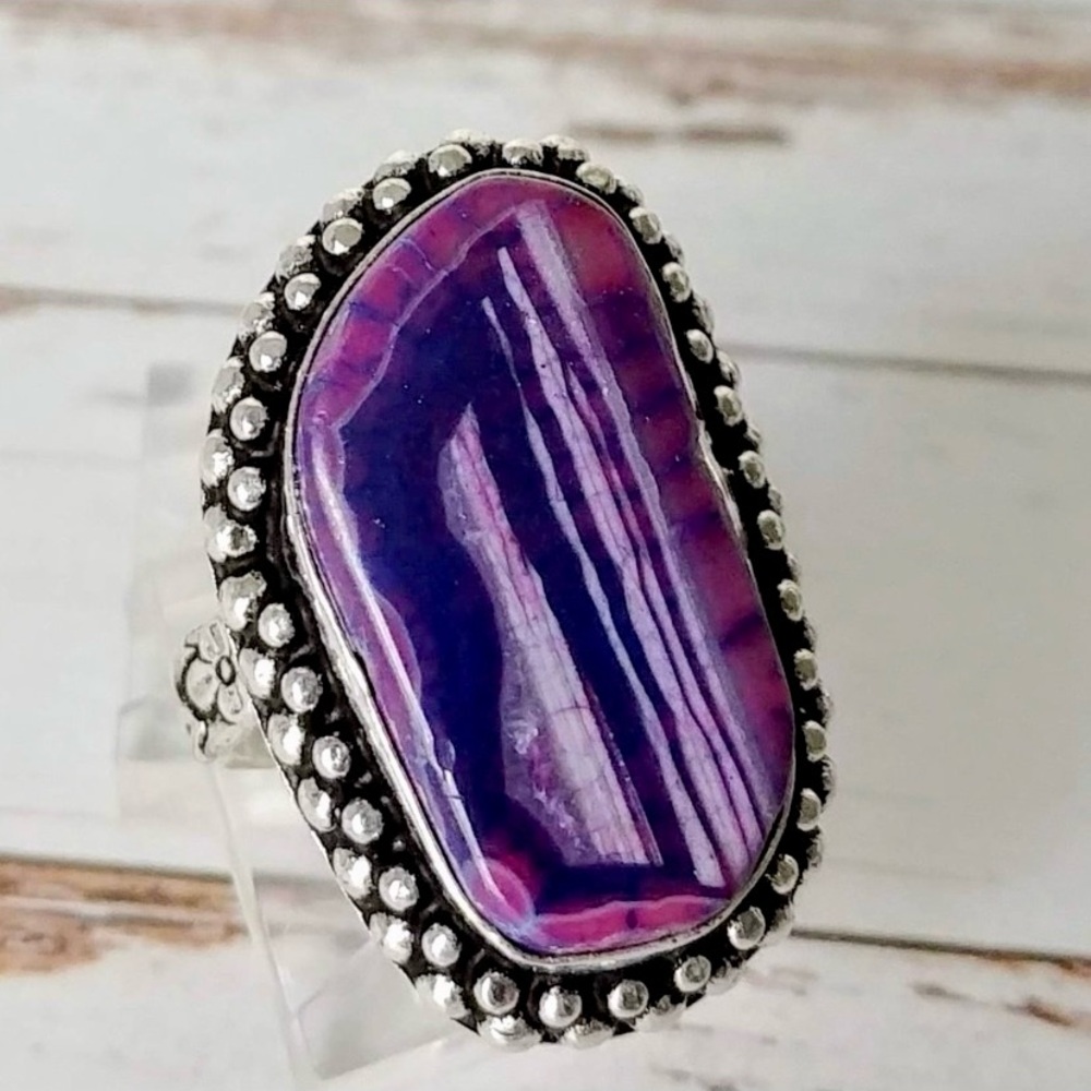 Purple Solar Agate Ring